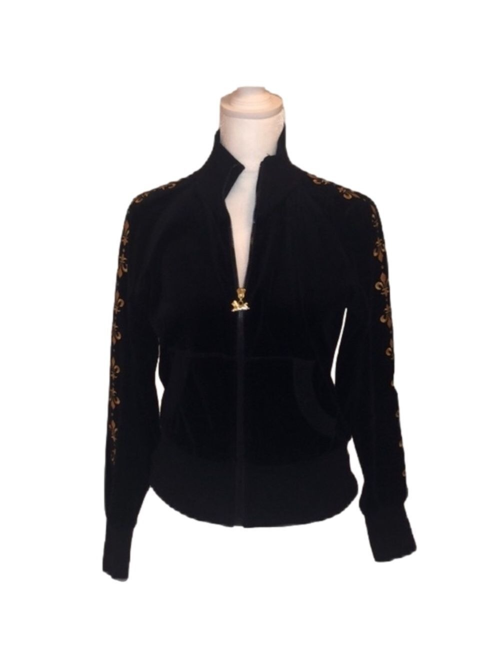 CENTRAL PARK Black Velvet Zip-Up Jacket Size PM
